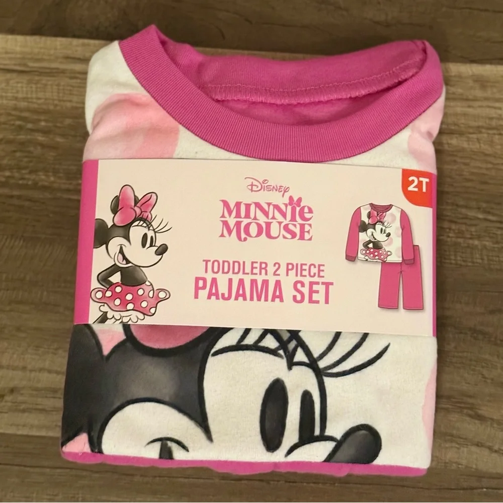 Disney Minnie Mouse Toddler Pajama Set - Pink and White